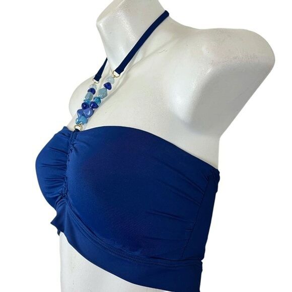 Lauren Ralph Lauren Halter Beaded Blue Bikini Top Swimsuit Swim Beach NWT sz 12 - Picture 11 of 15